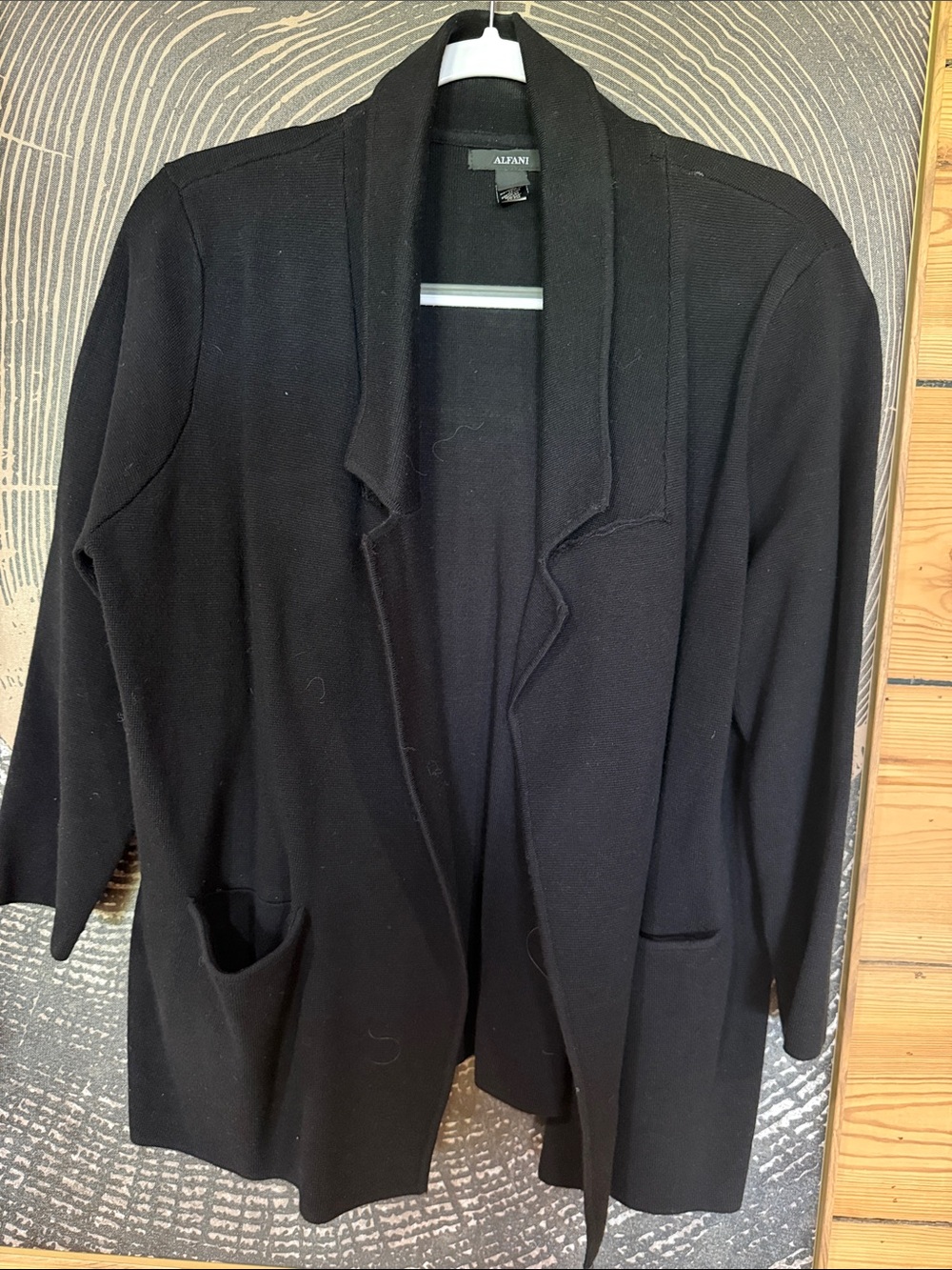 Alfani Black Open-Front knit Shawl Collar Jacket
